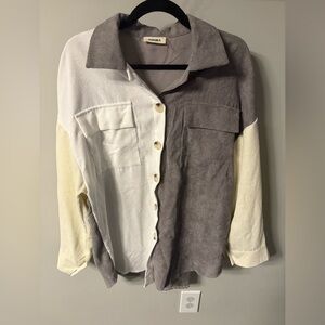 Women’s Adora colorblock corduroy Shacket, NWOT, L